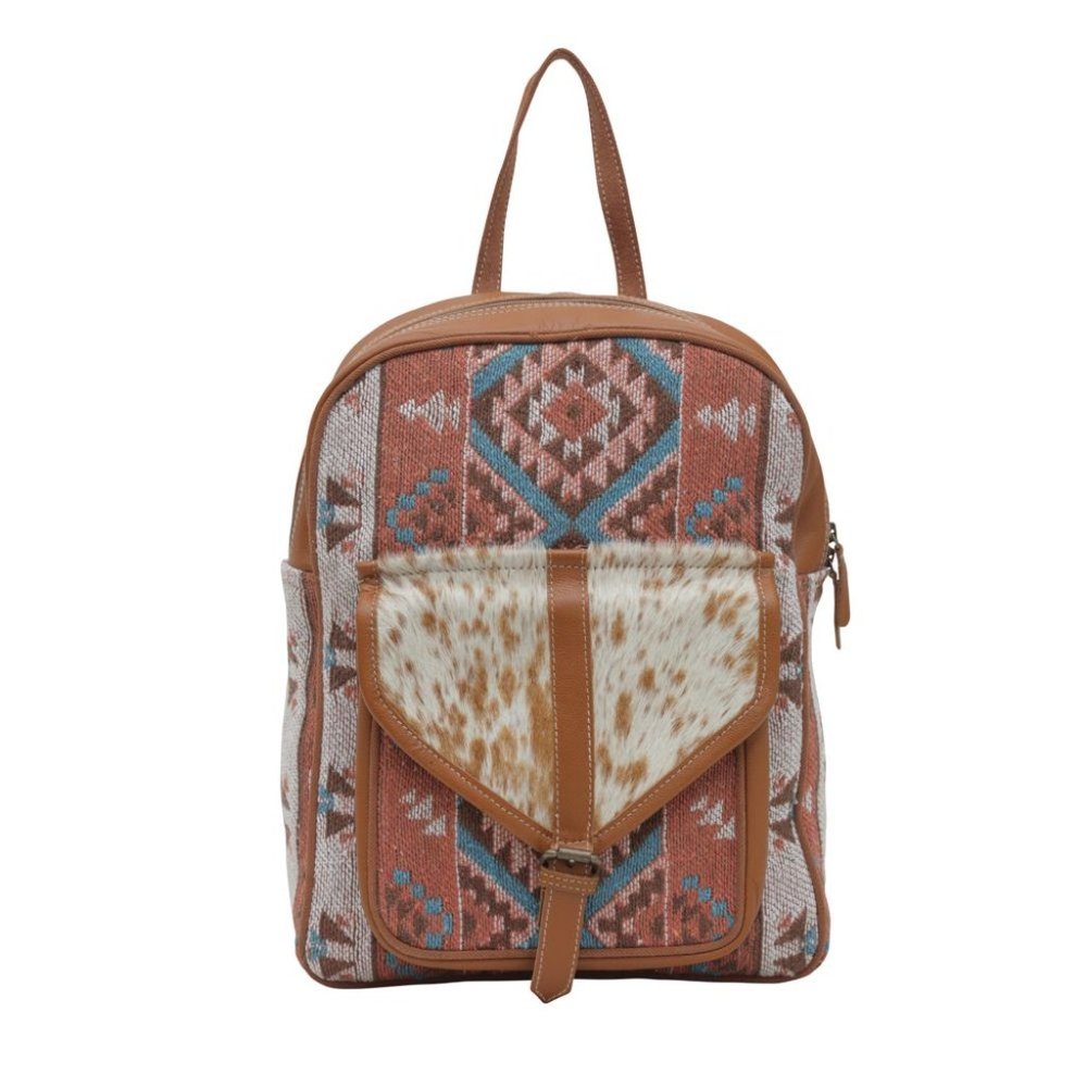 Hair-On Leather & Canvas Backpack-Myra Bag Tori Backpack Travel Bag